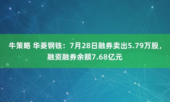 牛策略 华菱钢铁：7月28日融券卖出5.79万股，融资融券余额7.68亿元